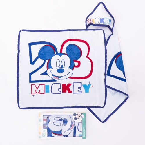 Mickey mouse baby hooded towel - cotton baby towel - white-dark blue