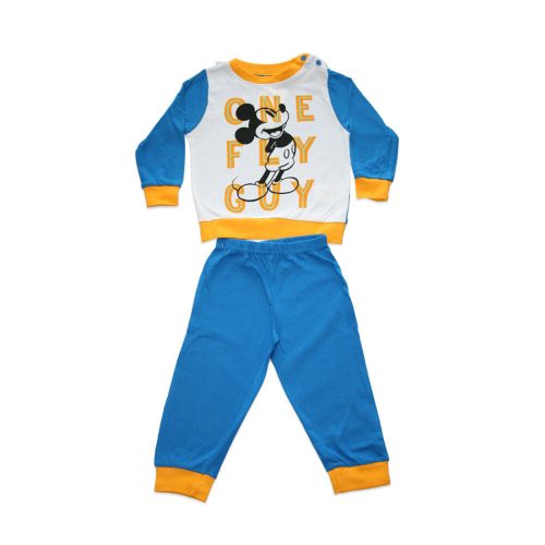 Long thin cotton baby pajamas - Mickey Mouse - One fly guy - Jersey - medium blue - 80