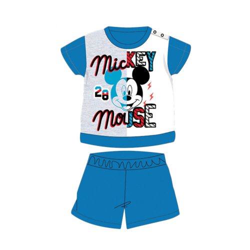 Summer short-sleeved cotton baby pajamas - Disney Mickey Mouse - medium blue - 92