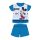 Summer short-sleeved cotton baby pajamas - Disney Mickey Mouse - striped - medium blue - 92