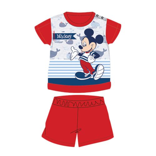 Summer short-sleeved cotton baby pajamas - Disney Mickey mouse - striped - red - 80s