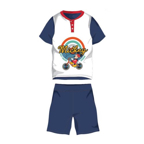 Summer short-sleeved children's cotton pajamas - Disney Mickey mouse - with Mickey lettering - dark blue - 116