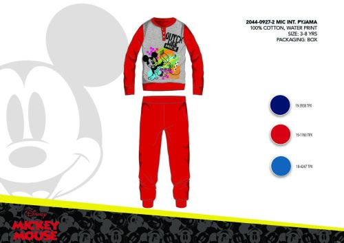 Winter cotton interlock children's pajamas - Disney Mickey mouse - red - 110