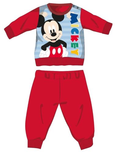 Pijamale groase de iarna Disney Mickey mouse pentru bebelusi - pijamale din flannel de bumbak - rosu - 92