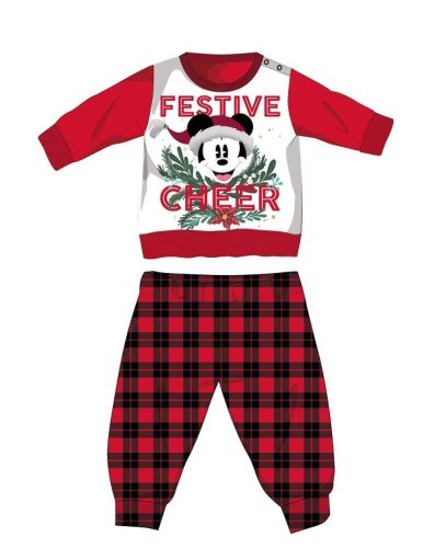 Disney Mickey mouse winter thick Christmas baby pajamas - cotton flannel pajamas - red-black - 86