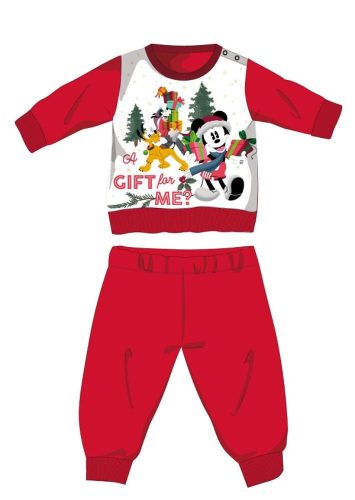 Disney Mickey mouse winter thick Christmas baby pajamas - cotton flannel pajamas - red - 86