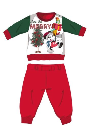 Disney Mickey Mouse winterlicher dicker Weihnachts-Babypyjama – Baumwollflannell-Pyjama – rot-grün – 92