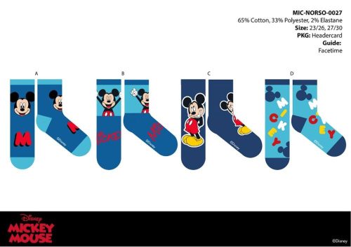 Disney Mickey Mouse normale Kindersocken aus Baumwolle – 4 Paar/Packung – 23–26