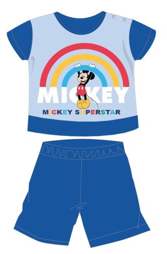 Pijamale de vară Disney Mickey Mouse pentru bebeluși cu mâneci scurte - pijamale din jerseu de bunmac - cu model de inimă - blues mediu - 86