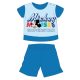 Disney Mickey Mouse summer short-sleeved baby pajamas - cotton jersey pajamas - with Mickey Superstar lettering - medium blue - 86