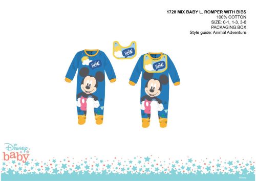 Disney Mickey Mouse doll with kicking bib - medium blue - for babies 3-6 months old