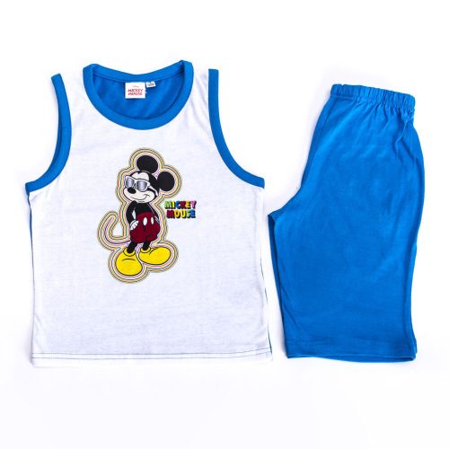 Mickey mouse boy's cotton summer ensemble - t-shirt-shorts set - medium blue - 128