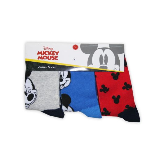 Children's cotton ankle socks - 3 pairs - Mickey mouse - grey-mid blue-red - 27-30