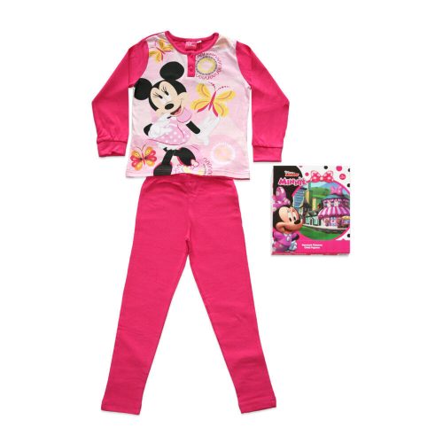 Long thin cotton children's pajamas - Minnie mouse - with butterflies - Jersey - pink - 110