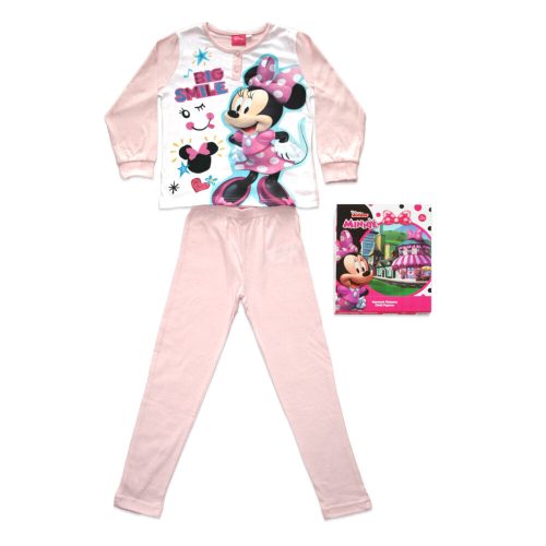 Langer Kinderpyjama aus dünner Baumwolle – Minnie Maus – Jersey – Hellrosa – 104