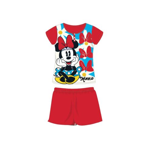 Summer short-sleeved children's cotton pajamas - Disney Minnie mouse - red - 134