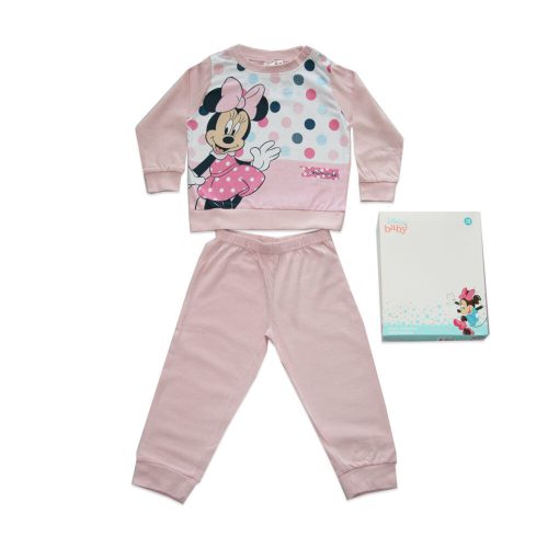 Long thin cotton baby pajamas - polka dot Minnie Mouse - Jersey - light pink - 80