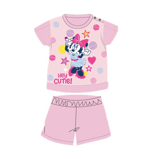 Letnia bawełniana pijama dziecięca z kortkym funkcjonalnyvem - Disney Minnie Mouse - Gwiazdki - Jasnoróżowy - 92