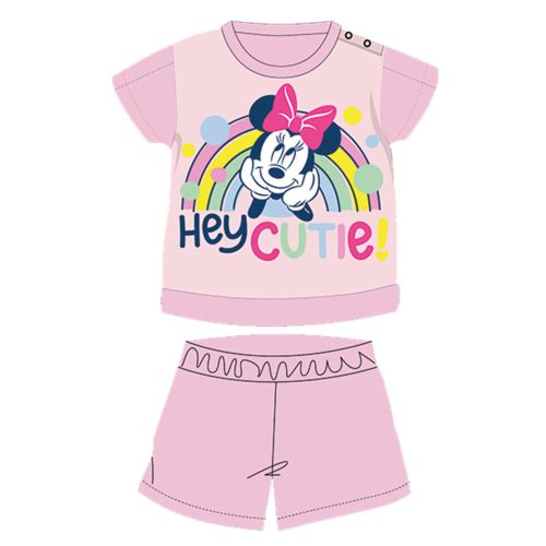 Summer short-sleeved cotton baby pajamas - Disney Minnie Mouse - light pink - 80s