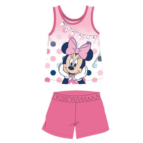 Letnia bawełniana pijama dziecięca bez rękawów - Disney Minnie Mouse - róża - 86