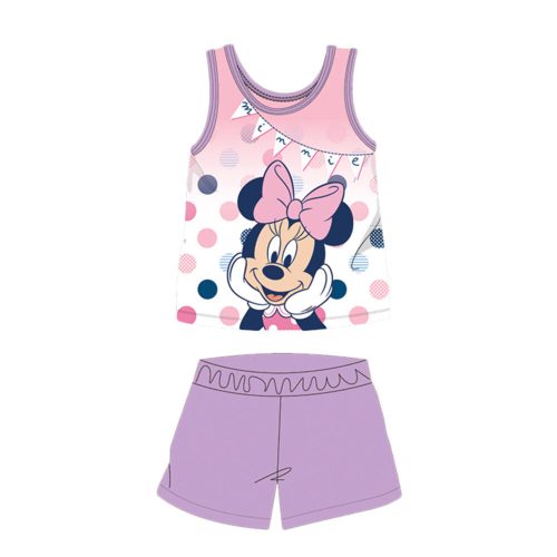Letnia bawełniana pijama dziecięca bez rękawów - Myszka Minnie Disney - jasnofioletowa - lata 80-te