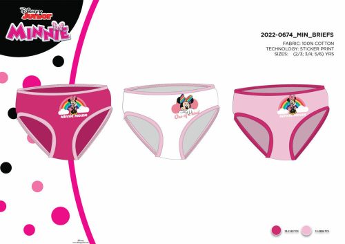 3-piece girl's cotton panties - Disney Minnie mouse - 122-128