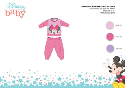 Winter cotton interlock baby pajamas - Disney Minnie Mouse - pink - 80