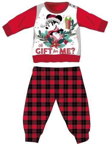 Disney Minnie Mouse winterlicher dicker Weihnachts-Babypyjama – Baumwollflannellpyjama – rot-schwarz – 98