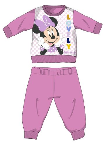 Dziecięca pijama polarowa Disney Minnie Mouse - gruba pijama zimowa - róża - 86