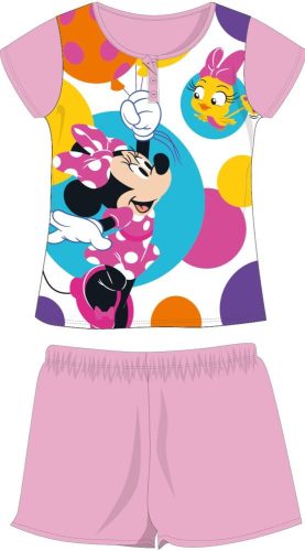 Disney Minnie egér nyári rövid ujjú gyerek pamut pizsama - jersey pizsama - világosrózsaszín