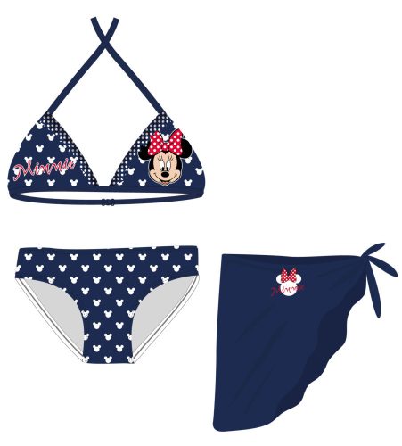 Disney Minnie egér fürdőruha szett - bikini háromszög felsőrésszel+szoknya kislányoknak - sötétkék - 104