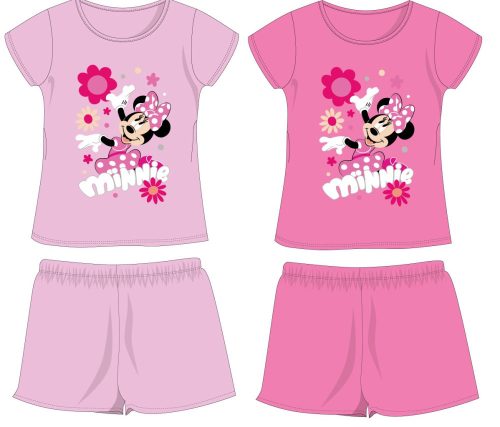 Letni bawełniany komplet Disney Minnie Mouse - kompletna koszulka-spodenki - róży - 116