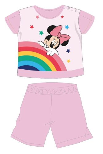 Letnia pijama dziecięca z wyłącznikiem ręcznym Disney Minnie Mouse – bawełniana pijama z dżerseju – wzór w sercu – jasnoróżowy – 92