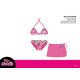 Set costum de baie Disney Minnie Mouse pentru fete - bikini cu top triunghi + fusta - roz - 110