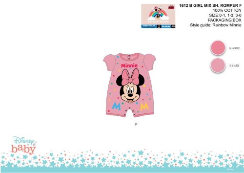 Letni kommunos dziecięcy z rówką Disney Minnie Mouse - róży - dla dzieci w wieku 0-1 miesiąca
