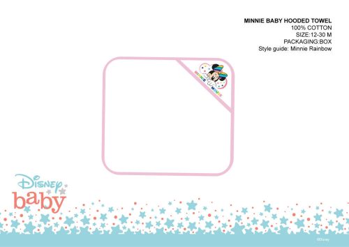 Prosop pentru bebelusi Minnie mouse cu gluga Disney - cu model brodat - alb-roz open