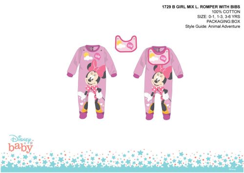 Papusa Disney Minnie Mouse cu baveta - pink light-violet - pentru bebelusi 3-6 luni