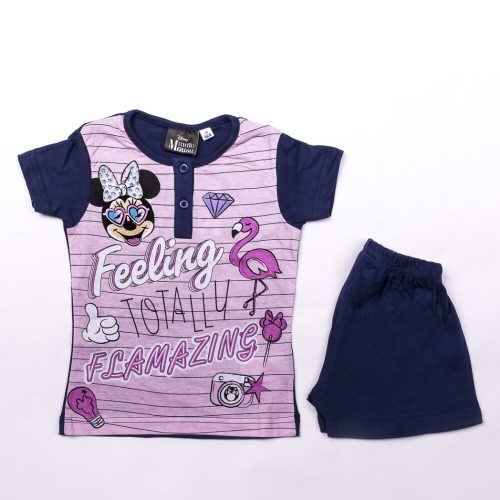 Short-sleeved cotton children's pajamas - Minnie mouse - dark blue - 128