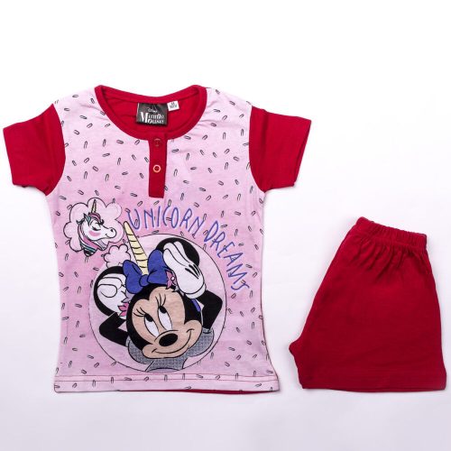 Short-sleeved cotton children's pajamas - Minnie mouse - unicorn - red - 128