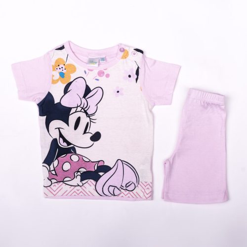 Minnie mouse girl cotton summer ensemble - t-shirt-shorts set - light pink - 80