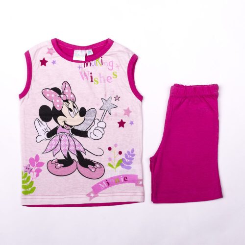 Minnie mouse girl's cotton summer ensemble - t-shirt-shorts set - pink- 80