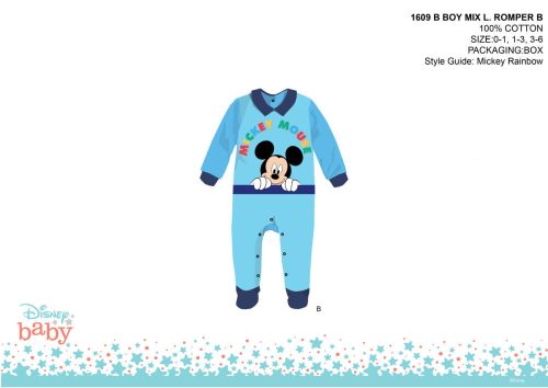 Kombinezon dziecięcy Disney Mickey Mouse - z köłnierzykiem - jasnoniebieski-granatowy - dla dzieci w wieku 1-3 miesięcy