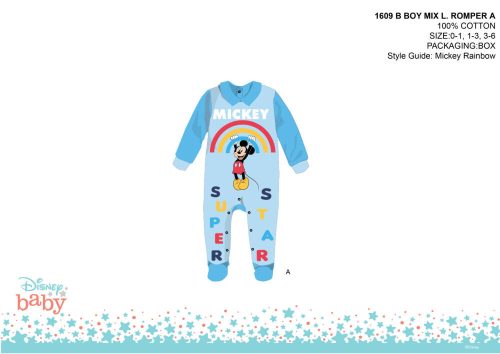 Sezura bebelus Disney Mickey Mouse - cu guler - albastru oçirt-albastru oçirt - pentru bebelusi 1-3 luni