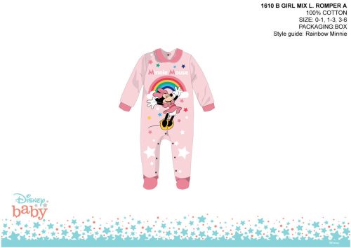 Pelele Disney Minnie Mouse pentru bebeluși - cu guler - cu inscripții Minnie Mouse - roz Östert-roz - pentru bebeluși 0-1 luni