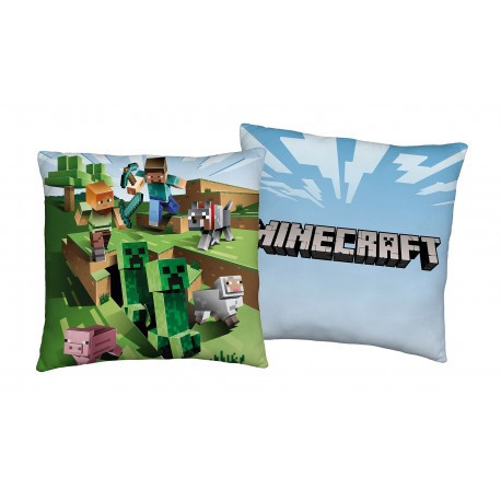 Minecraft pillow, decorative pillow - 40x40 cm - light blue