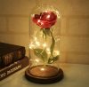 Gyönyörű világító LED-es kriogén rózsa búrában, 20cm 