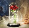 Gyönyörű világító LED-es kriogén rózsa búrában, 20cm 