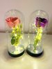 Gyönyörű világító LED-es kriogén rózsa búrában, lila, 20cm