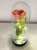 Gyönyörű világító LED-es kriogén rózsa búrában, rózsaszÍn, 20cm 