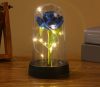 Mini világító LED-es kriogén rózsa búrában, 12cm, kék
